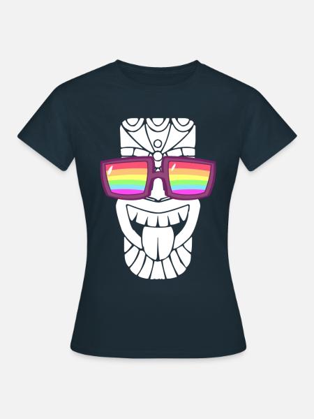 Sonnenbrille mit Regenbogenfahne - Frauen T-Shirt - Navy