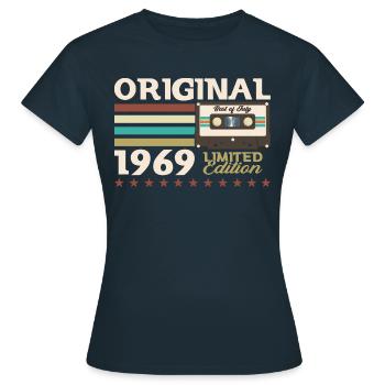 55. Geburtstag Kassette Juli 1969 Jahrgang 1969 - Frauen T-Shirt - Navy - Vorne - AI Model Female 172 dark (172cm)