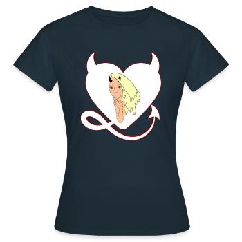 Teufelin mit Teufelsherz Teufelchen Teufelsweib - Frauen T-Shirt - Navy - Vorne - AI Model Female 172 dark (172cm)
