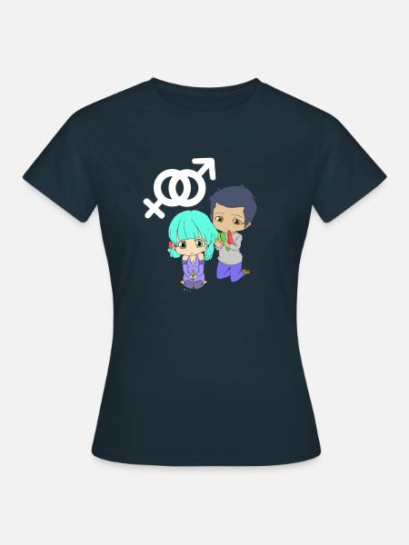 MANGA PAAR PÄRCHEN LIEBE NIEDLICH GEZEICHNET ANIME - Frauen T-Shirt - Navy