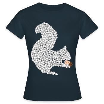 Eichhörnchen aus Nüssen mit Nuß in der Pfote - Frauen T-Shirt - Navy - Vorne - AI Model Female 172 dark (172cm)