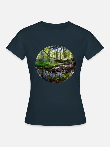 Wald Natur Fluss See Fotografie Naturliebhaber - Frauen T-Shirt - Navy