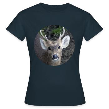 Reh Rehkitz Hirsch Hirsche Rentier - Frauen T-Shirt - Navy - Vorne - AI Model Female 172 dark (172cm)