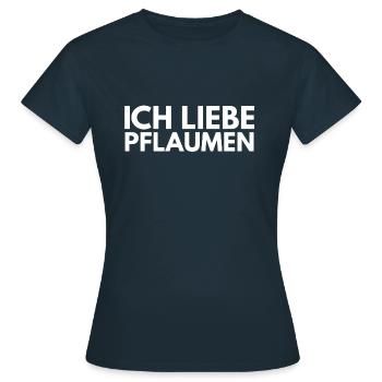 ich liebe Pflaumen - Frauen T-Shirt - Navy - Vorne - AI Model Female 172 dark (172cm)