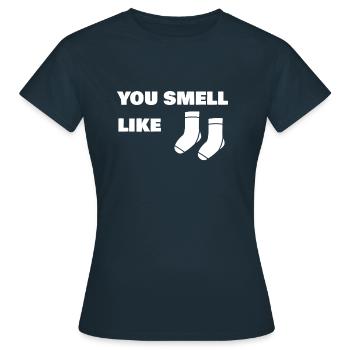 You Smell Like Socks - Women's T-Shirt - navy - Front - AI Model Female 172 dark (172cm)