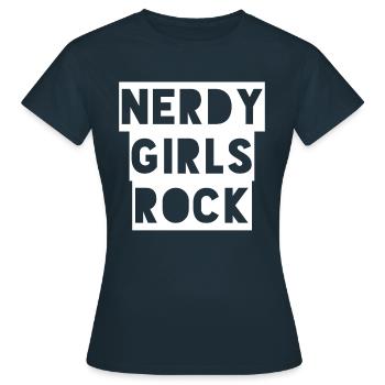 Nerdy Girls Rock - Frauen T-Shirt - Navy - Vorne - AI Model Female 172 dark (172cm)