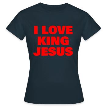 j'aime jésus - T-shirt Femme - marine - Devant - AI Model Female 172 dark (172cm)