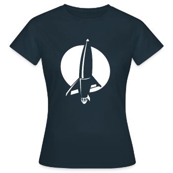 RAKETE - Frauen T-Shirt - Navy - Vorne - AI Model Female 172 dark (172cm)