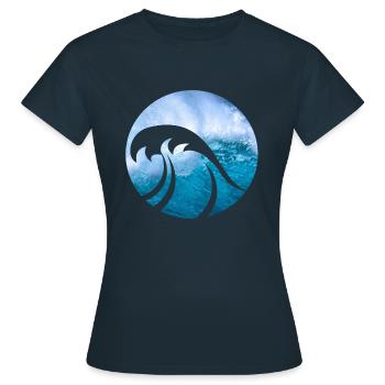 Welle Wellen - Frauen T-Shirt - Navy - Vorne - AI Model Female 172 dark (172cm)