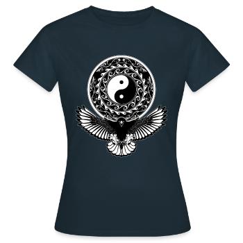 Yin Yang Adler - Frauen T-Shirt - Navy - Vorne - AI Model Female 172 dark (172cm)