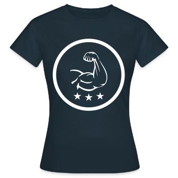 Arm Muskeln Bizeps - Frauen T-Shirt - Navy - Vorne - AI Model Female 172 dark (172cm)