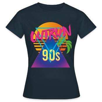 90s - 90s - 90s retro look - Dame-T-shirt - marineblå - Foran - AI Model Female 172 dark (172cm)