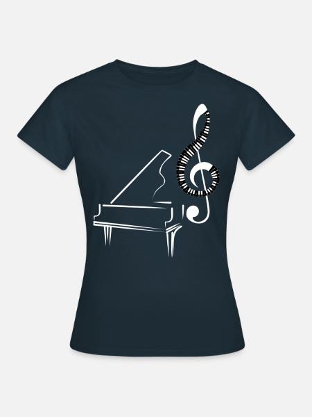 Musiknoten Musik Musiker Notenschlüssel Noten - Dame-T-shirt - marineblå