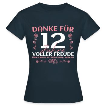 Nickelhochzeit Ehefrau 12. Hochzeitstag Geschenk - Frauen T-Shirt - Navy - Vorne - AI Model Female 172 dark (172cm)