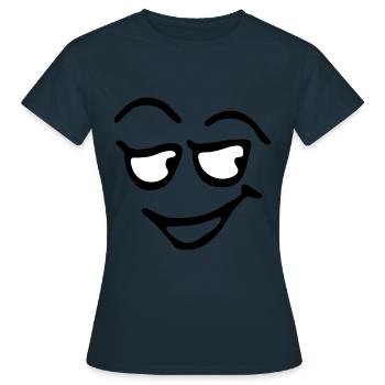 Funny Face, Cartoon Face, Trickfilm, - Frauen T-Shirt - Navy - Vorne - AI Model Female 172 dark (172cm)
