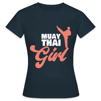 Muay Thai Girl Thai Boxing - Frauen T-Shirt - Navy - Vorne - AI Model Female 172 dark (172cm)