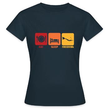 Eat Sleep Freediving - Frauen T-Shirt - Navy - Vorne - AI Model Female 172 dark (172cm)