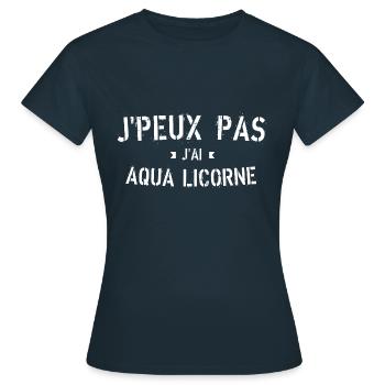 J peux pas j ai Aqua licorne - T-shirt Femme - marine - Devant - AI Model Female 172 dark (172cm)