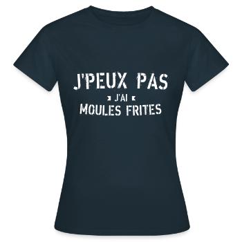 J peux pas j ai Moules frites - T-shirt Femme - marine - Devant - AI Model Female 172 dark (172cm)