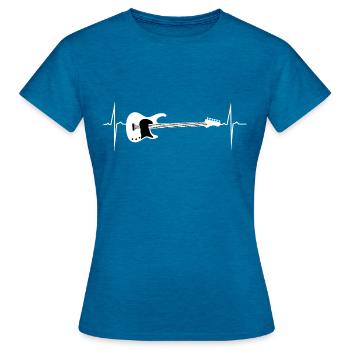 battement e guitare - T-shirt Femme - bleu saphir antique chiné - Devant - AI Model Female 172 dark (172cm)