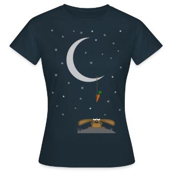 rabbit stares at a carrot on the moon - Women's T-Shirt - navy - Front - AI Model Female 172 dark (172cm)