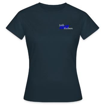 Soll an Haben (weiß - blau) - Frauen T-Shirt - Navy - Vorne - AI Model Female 172 dark (172cm)