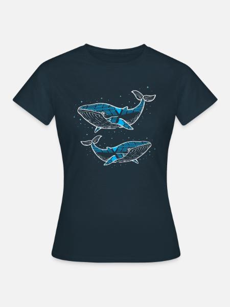Zwei Wale - Frauen T-Shirt - Navy