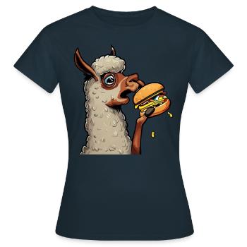 Lama mangeur de cheeseburger - T-shirt Femme - marine - Devant - AI Model Female 172 dark (172cm)
