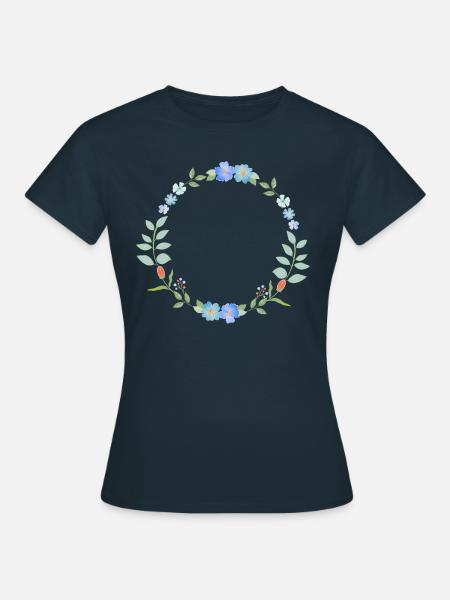 Blumenkranz - Frauen T-Shirt - Navy