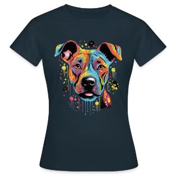 American Stafford Dog Gift Dicton - T-shirt Femme - marine - Devant - AI Model Female 172 dark (172cm)