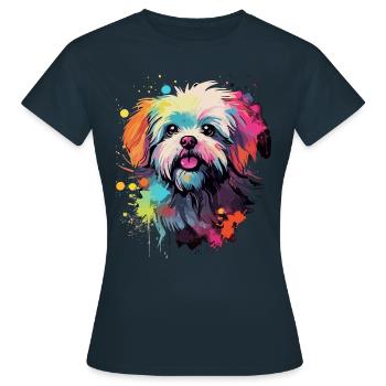 Malteser Hund Geschenk Spruch - Frauen T-Shirt - Navy - Vorne - AI Model Female 172 dark (172cm)