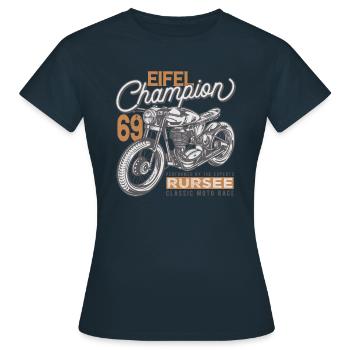 Eifel Motorrad Tour Champion - Frauen T-Shirt - Navy - Vorne - AI Model Female 172 dark (172cm)