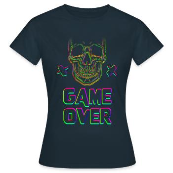 Game Over Skull - T-shirt Femme - marine - Devant - AI Model Female 172 dark (172cm)