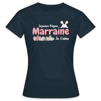 Joyeuses pâques Marraine Cadeau Humour - T-shirt Femme - marine - Devant - AI Model Female 172 dark (172cm)