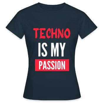 Techno ist meine Leidenschaft - Frauen T-Shirt - Navy - Vorne - AI Model Female 172 dark (172cm)