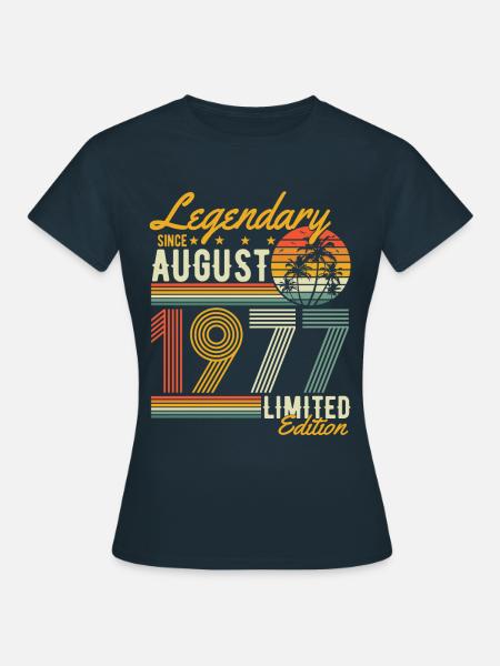 Août 1977 Vintage Vintage Rétro Anniversaire - T-shirt Femme - marine