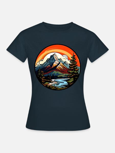 Berge Landschaft Natur - Frauen T-Shirt - Navy