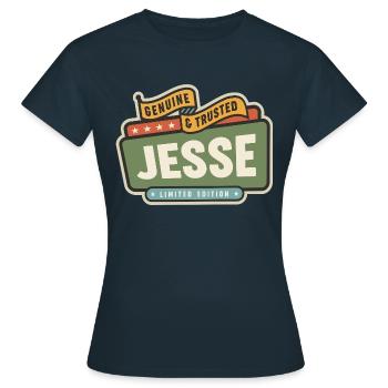 Jesse Echter und vertrauenswürdiger lustiger Name Jesse - Frauen T-Shirt - Navy - Vorne - AI Model Female 172 dark (172cm)