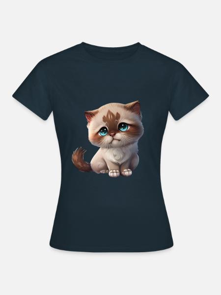 Katze Kätzchen Geschenk - Frauen T-Shirt - Navy