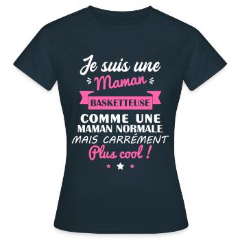 maman basketteuse, cadeau fête des mères - T-shirt Femme - marine - Devant - AI Model Female 172 dark (172cm)