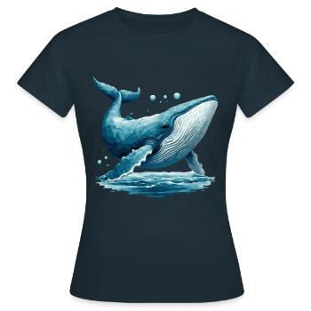 Niedlicher Wal im Polygon-Stil mit Luftblasen - Frauen T-Shirt - Navy - Vorne - AI Model Female 172 dark (172cm)