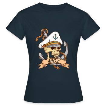 Crâne d'ancre Sailor Ahoi - T-shirt Femme - marine - Devant - AI Model Female 172 dark (172cm)