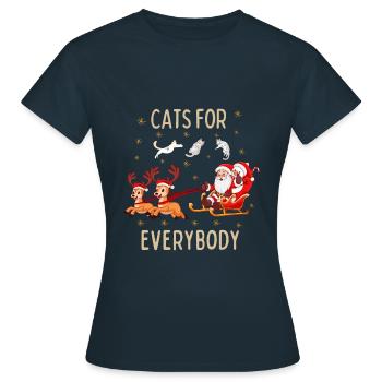 Cats for Everybody Christmas Cat Lover Gift Santa - Frauen T-Shirt - Navy - Vorne - AI Model Female 172 dark (172cm)