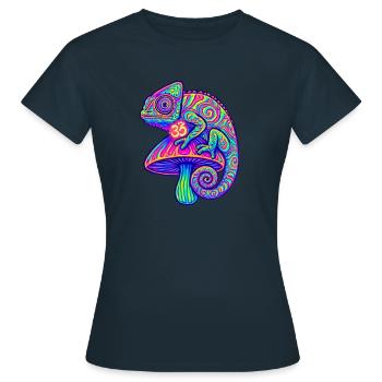 Goa CHAMELEON - Psytrance und Goa Party - Frauen T-Shirt - Navy - Vorne - AI Model Female 172 dark (172cm)
