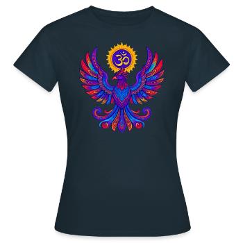 Goa Phoenix Spiritual - Psytrance et Goa Party - T-shirt Femme - marine - Devant - AI Model Female 172 dark (172cm)