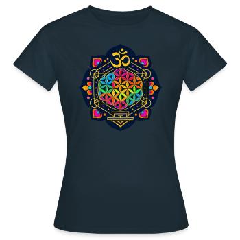 Goa Merch - Soirée Psytrance - Goa Mandala - T-shirt Femme - marine - Devant - AI Model Female 172 dark (172cm)