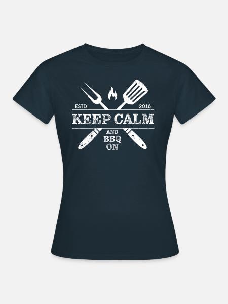 Kepp Calm and BBQ on - Women's T-Shirt - navy