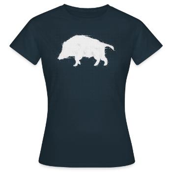 Wildschwein Keiler Schwarzwild Jäger Waidmannsheil - Frauen T-Shirt - Navy - Vorne - AI Model Female 172 dark (172cm)
