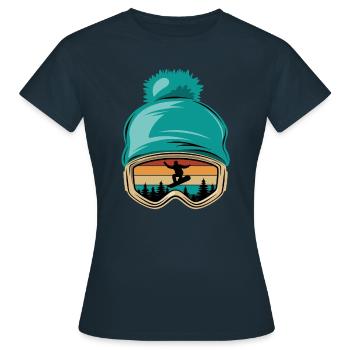 Snowboard, Halfpipe, Wintersport, Skibrille - Frauen T-Shirt - Navy - Vorne - AI Model Female 172 dark (172cm)