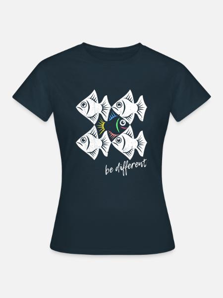 Be different - Fische - gegen den Strom schwimmen - Frauen T-Shirt - Navy